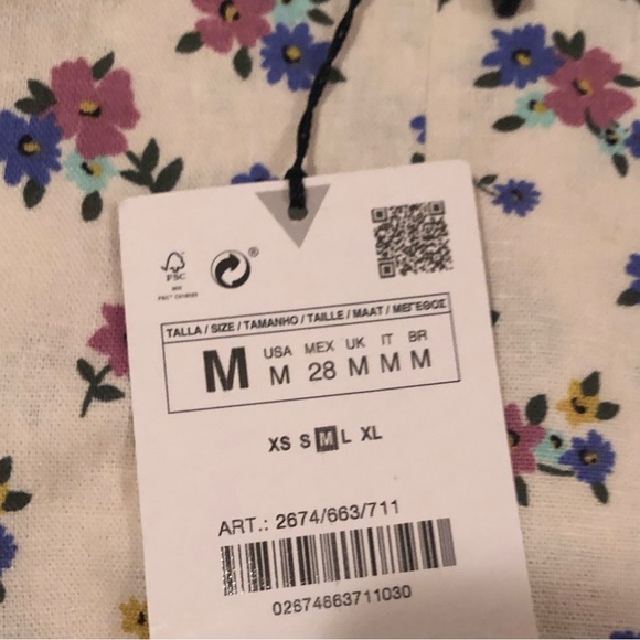 Zara linen blend floral print top NWT - Picture 8 of 8